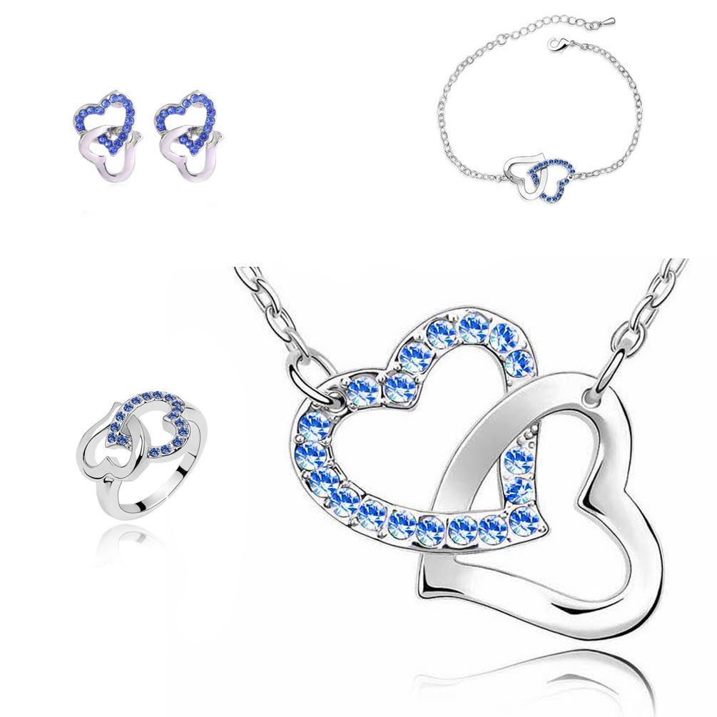 Dark Blue Hearts Jewellery Set from Charles William