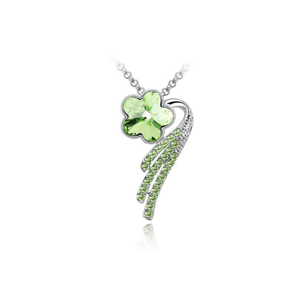 Charles William Women's Flower Petal Pendant Necklace Jewellery Green Crystal Stone Gift UK Seller