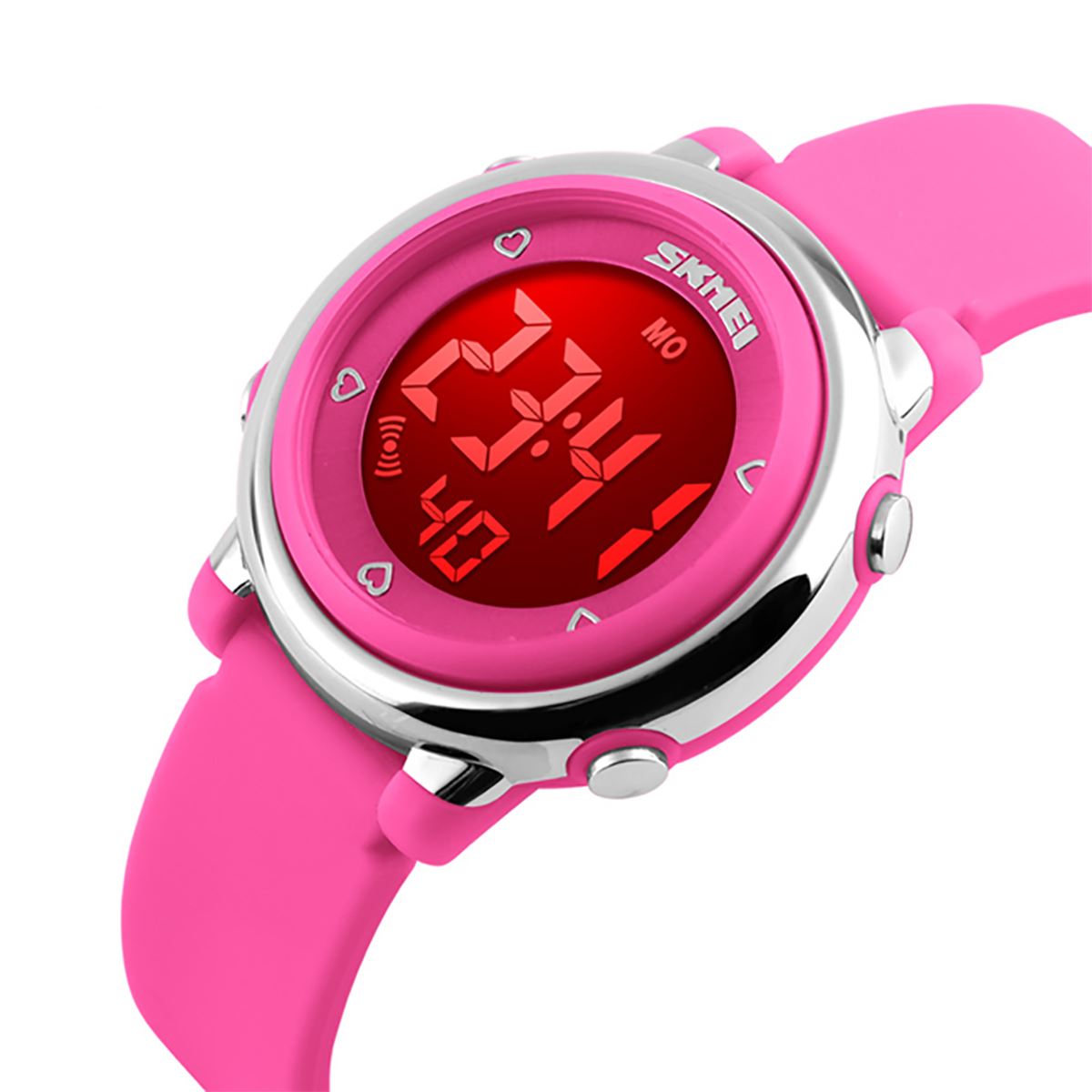 Skmei Girls Kids Pink Digital Watch 50m Water Resistant With Stopwatch Alarm Ages 5+ DG1100