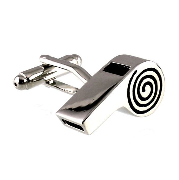 Charles William Whistle Referee Sports Cufflinks Silver Tone PE Teacher Coach Gift UK