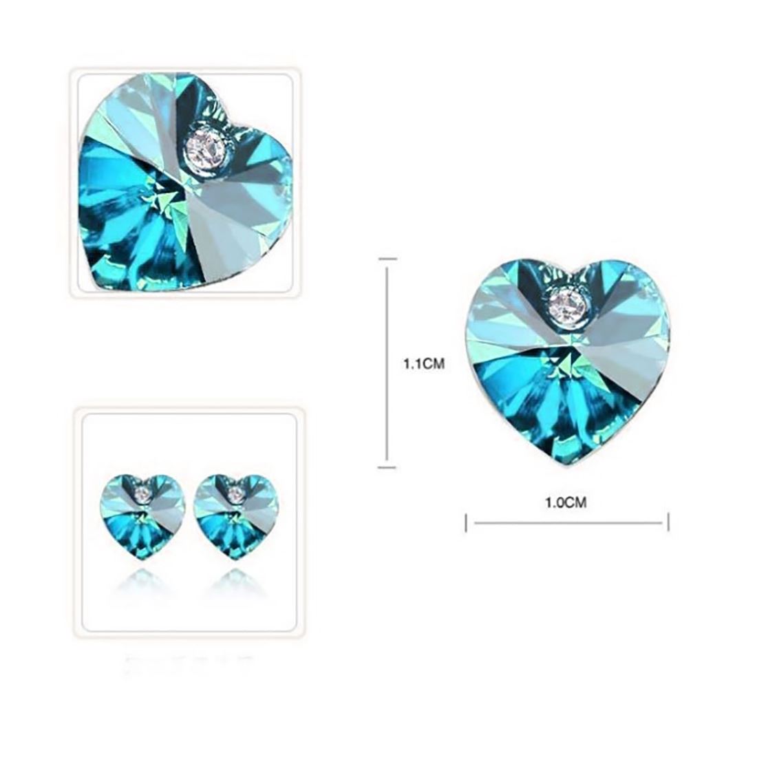 Austrian Crystal Blue Heart Shaped Rhinestone Stud Swarovski Elements Earrings UK Seller