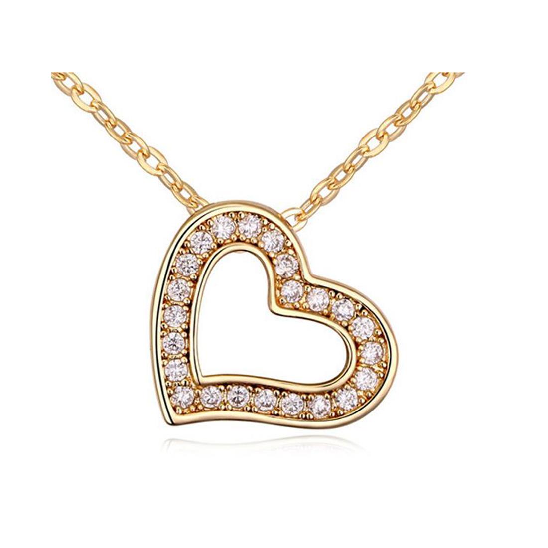 Charles William Love Heart Pendant Necklace With Encrusted Crystal Stones Rose UK BG1305