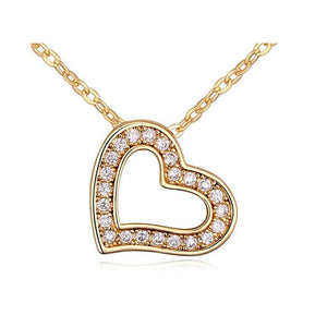 Charles William Love Heart Pendant Necklace With Encrusted Crystal Stones Rose UK BG1305