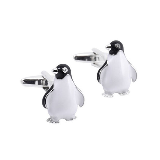 Charles William Novelty Cute Penguin Black White Silver Cufflinks High Quality Gift Office Shirt UK