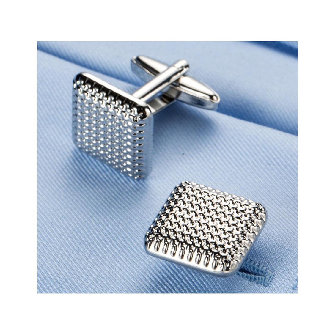 Charles William Elegant Silver Textured Cufflinks Fashion Smart Shirt Cuff LInks Wedding Office