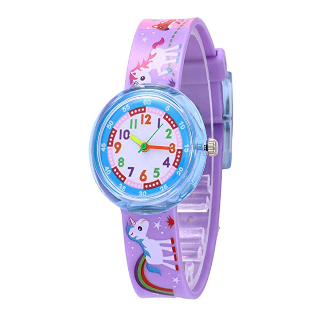 Cute Kids Purple Unicorn Girls Children Animal Zoo Numbers Child Girl Watch Easy Time UK