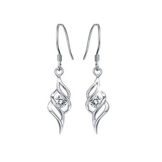 Women's Ladies Wedding Bridal Jewellery Drop Earrings Silver Crystal UK Seller