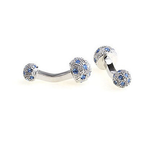 Charles William Mens Ladies Luxury Stud Cufflinks Blue Silver Ball Return Unique Gift Top Quality