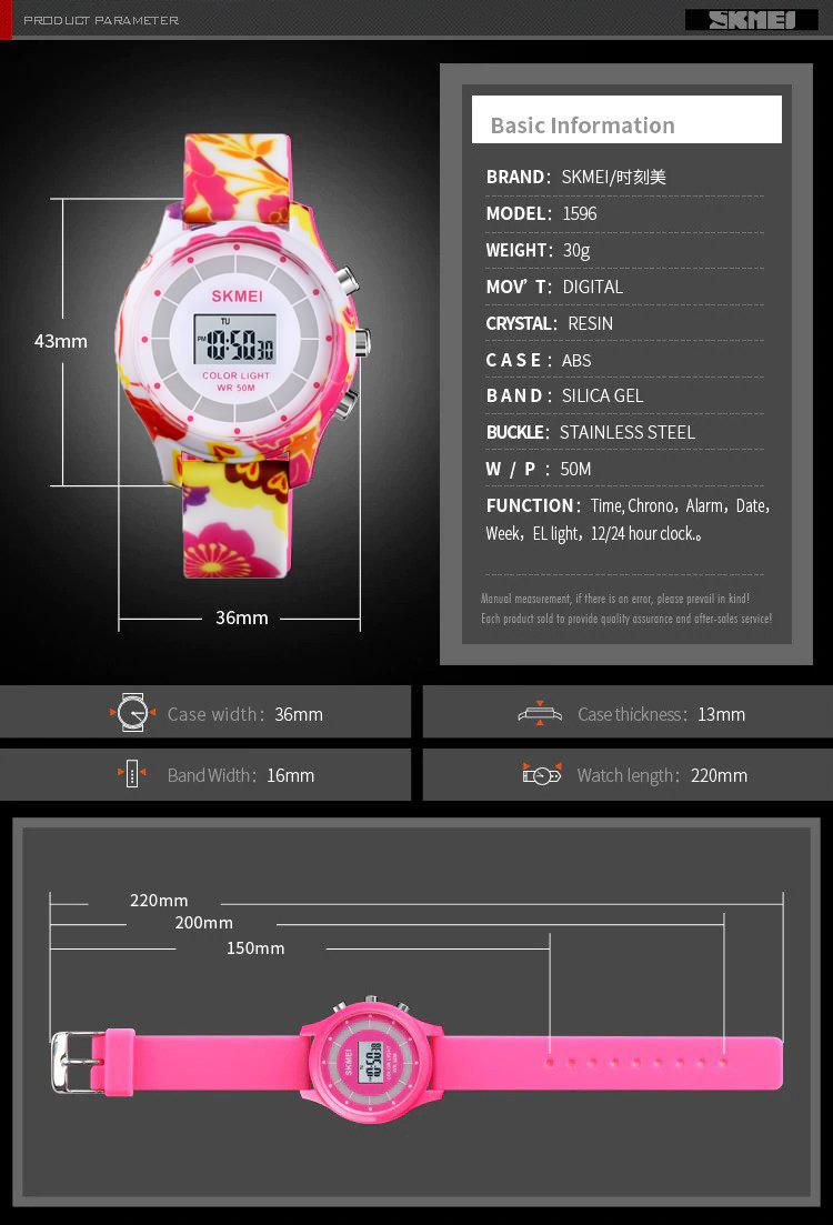 Childrens Digital Watch with Date and Flashing Lights - Fun Flower Design