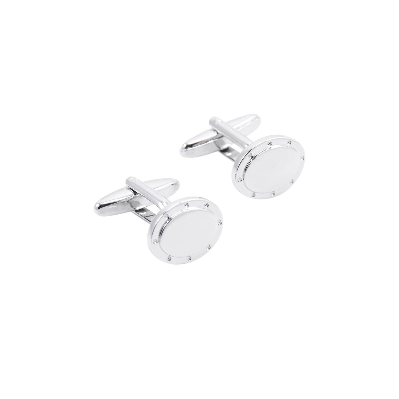 Charles William Oval Silver Cufflinks Shirt Sleeve White Stud Screw Button Cuff Link UK