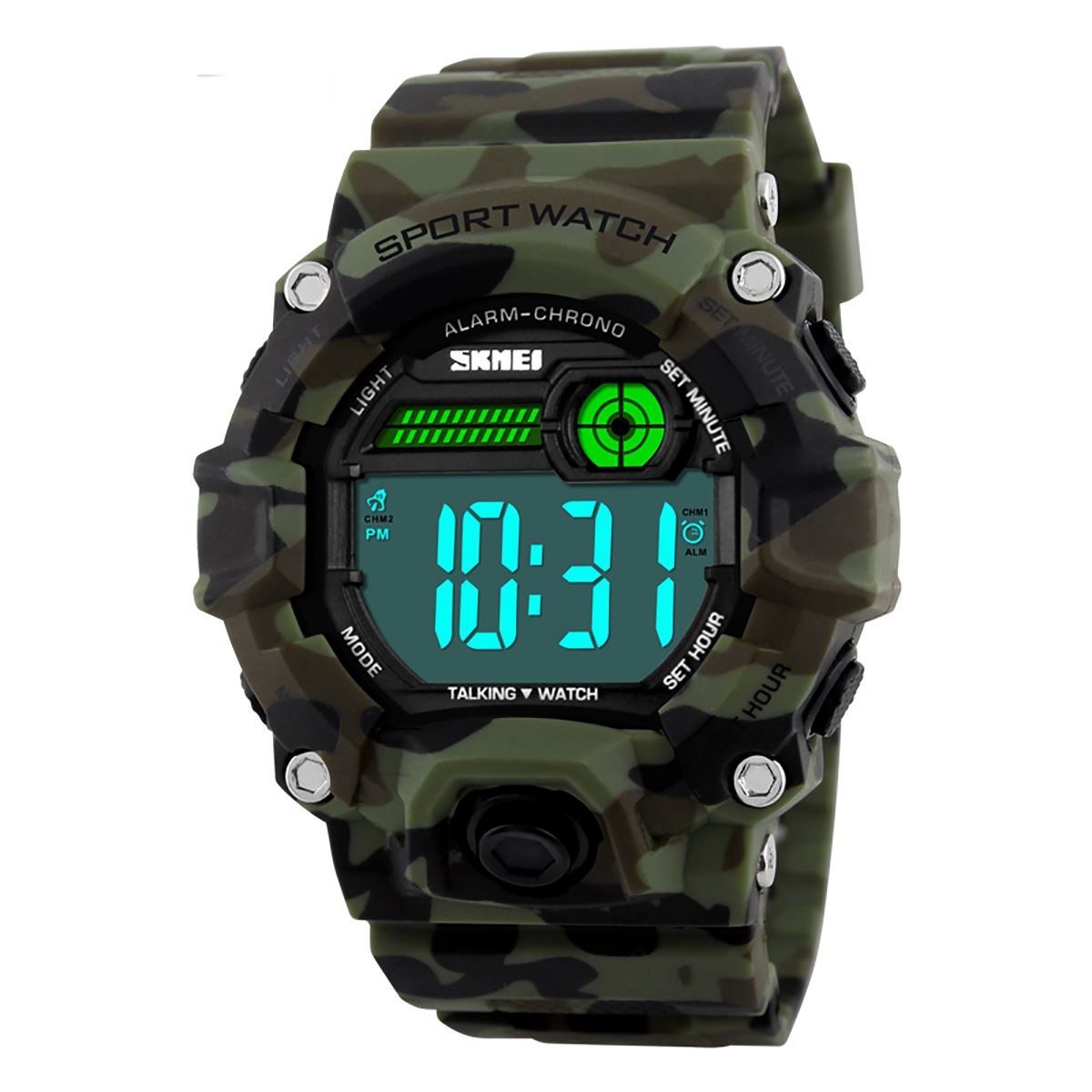 Skmei Large Display Digital Watch Camouflage Loud Alarm Cam 50m Sports Watch UK Seller