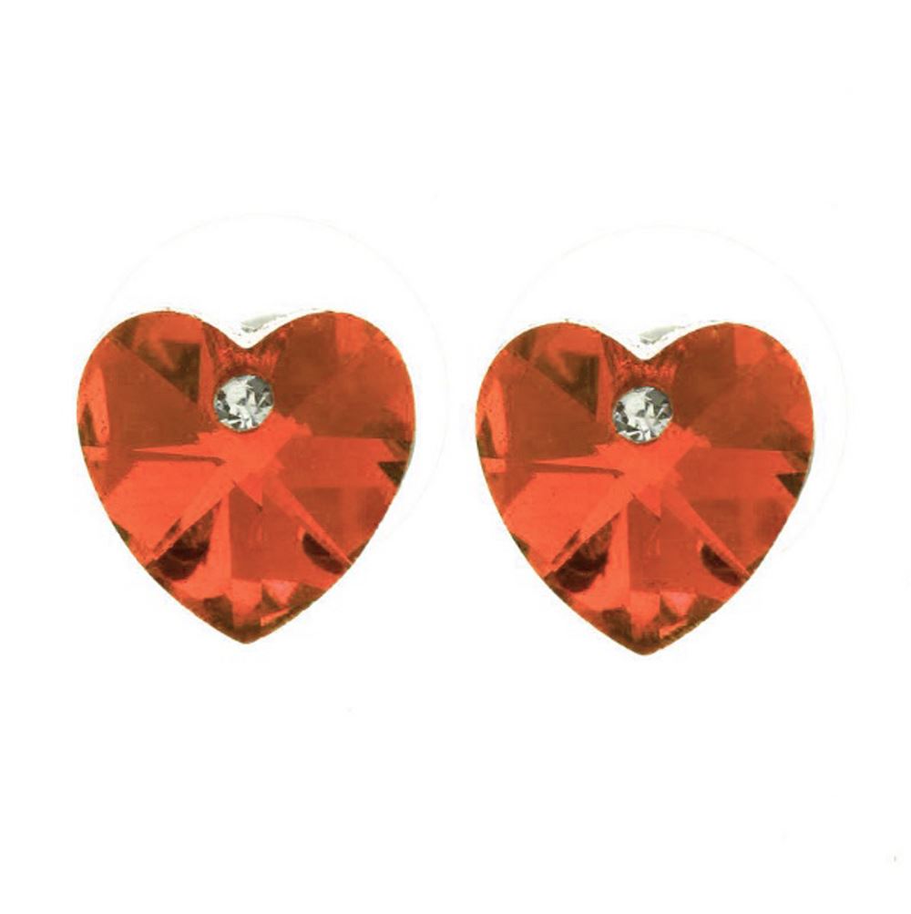 Austrian Crystal Stone And Elements Orange Heart Shaped Rhinestone Stud Earrings UK Seller