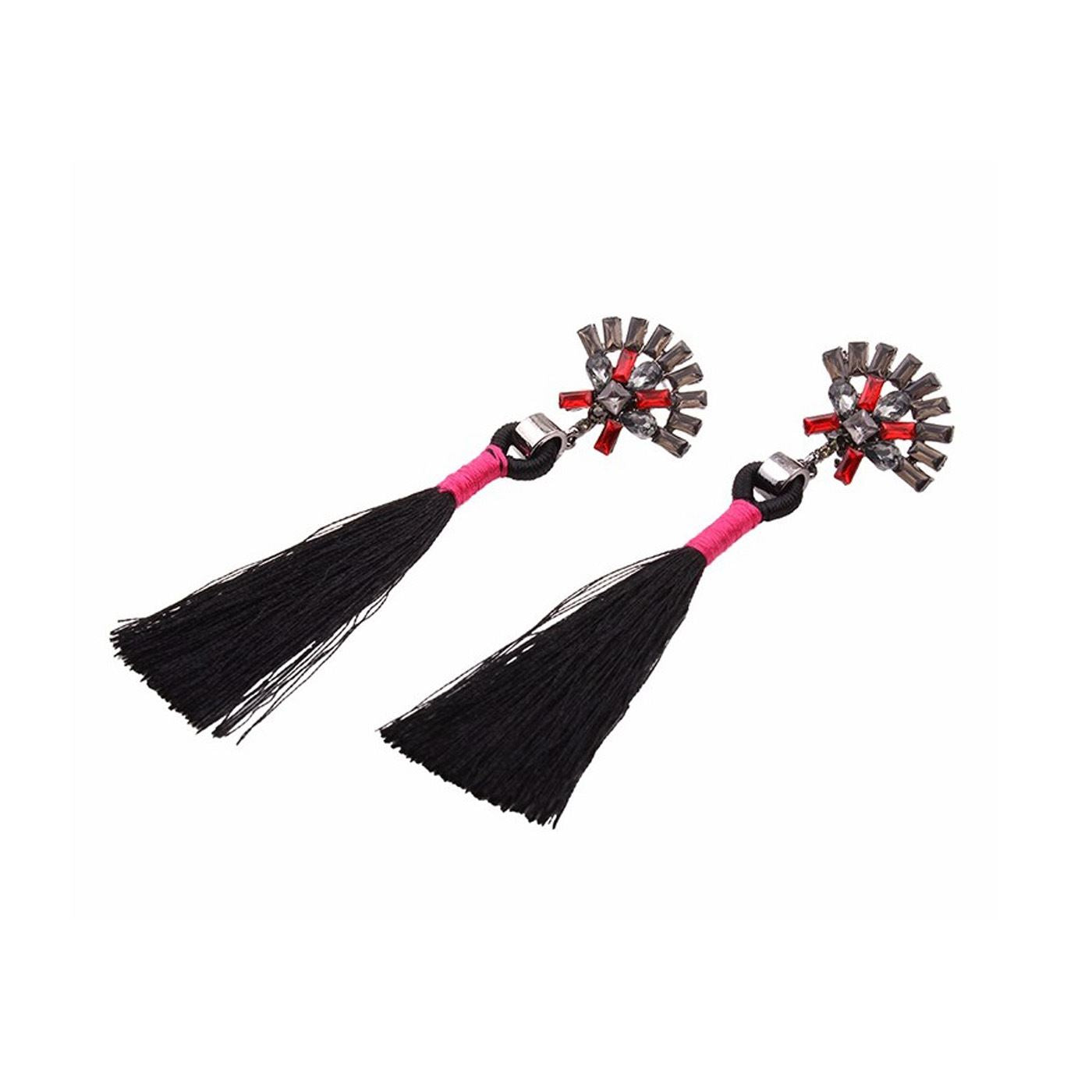 Black Red Pink Drop Tassle Tassel Earrings Dress Fashion Ladies Girls Womans UK