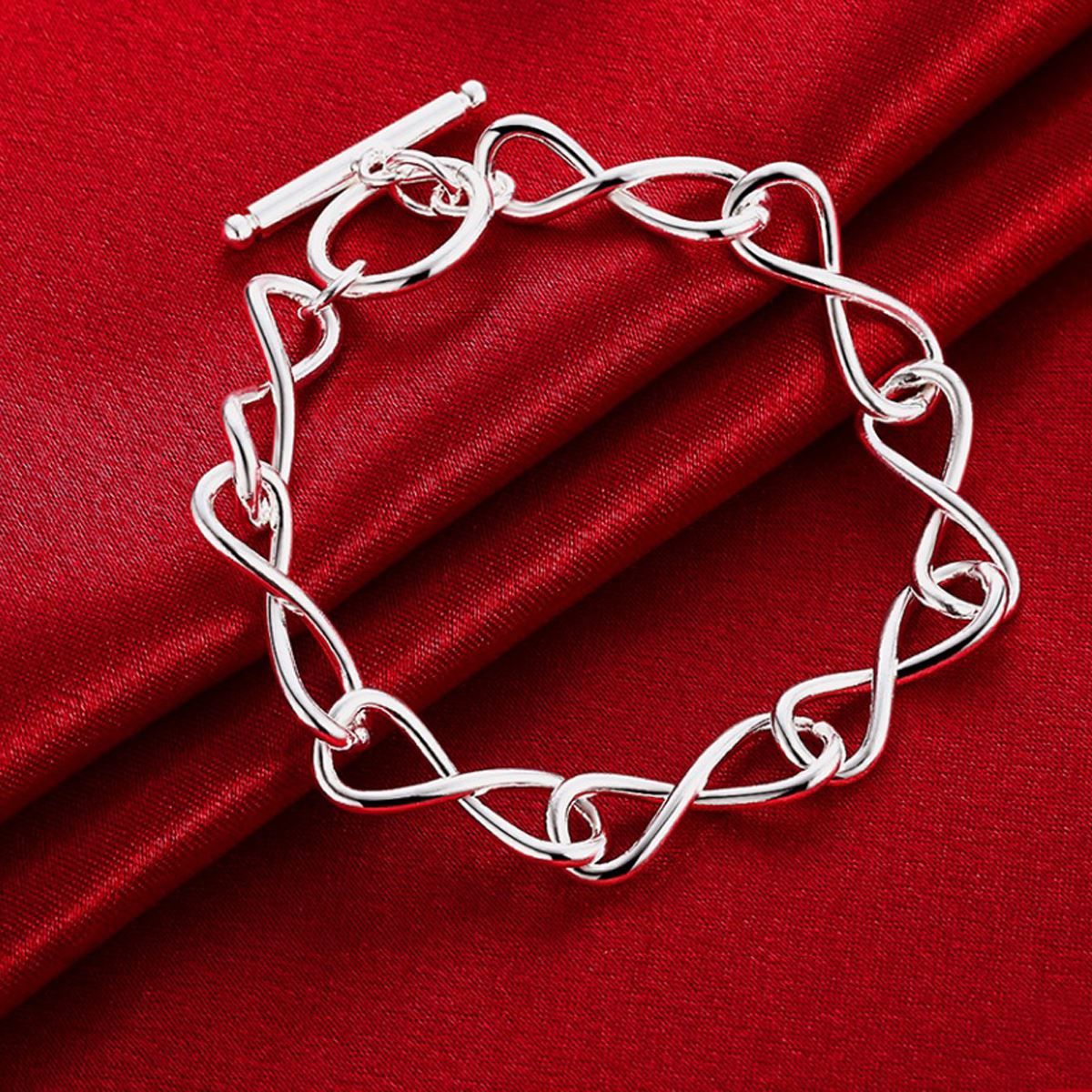 Women's Ladies Angled Chain Bracelet Bangle Silver Plated Jewellery UK Seller BG1728