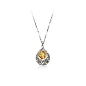 Women's Silver & Beige Hollow Teardrop Necklace Christmas Gift Present UK Seller