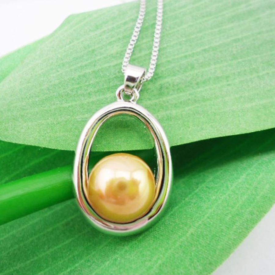 Beautiful Pearl Style Pendant Necklace Gold Stone Jewellery Gift BG1611