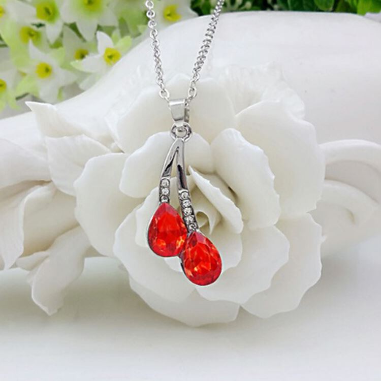 Beautiful Waterdrop Pendant Necklace Jewellery Silver Fire Orange from Charles William