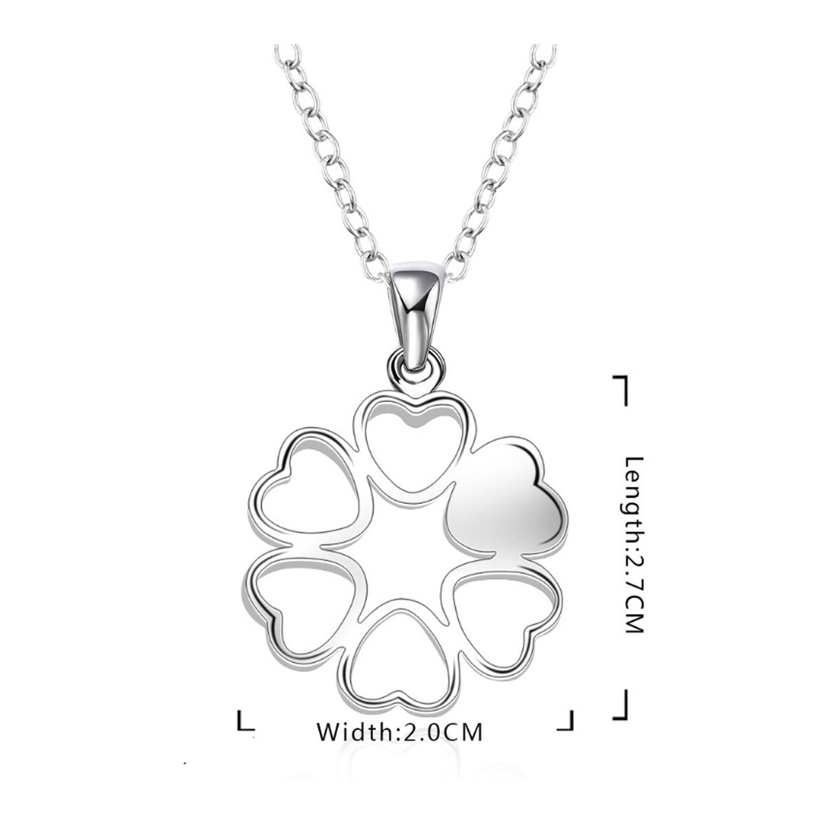 Women's Ladies Love Heart Necklace Silver Plated Flower Shape Christmas Gift Present BG1732