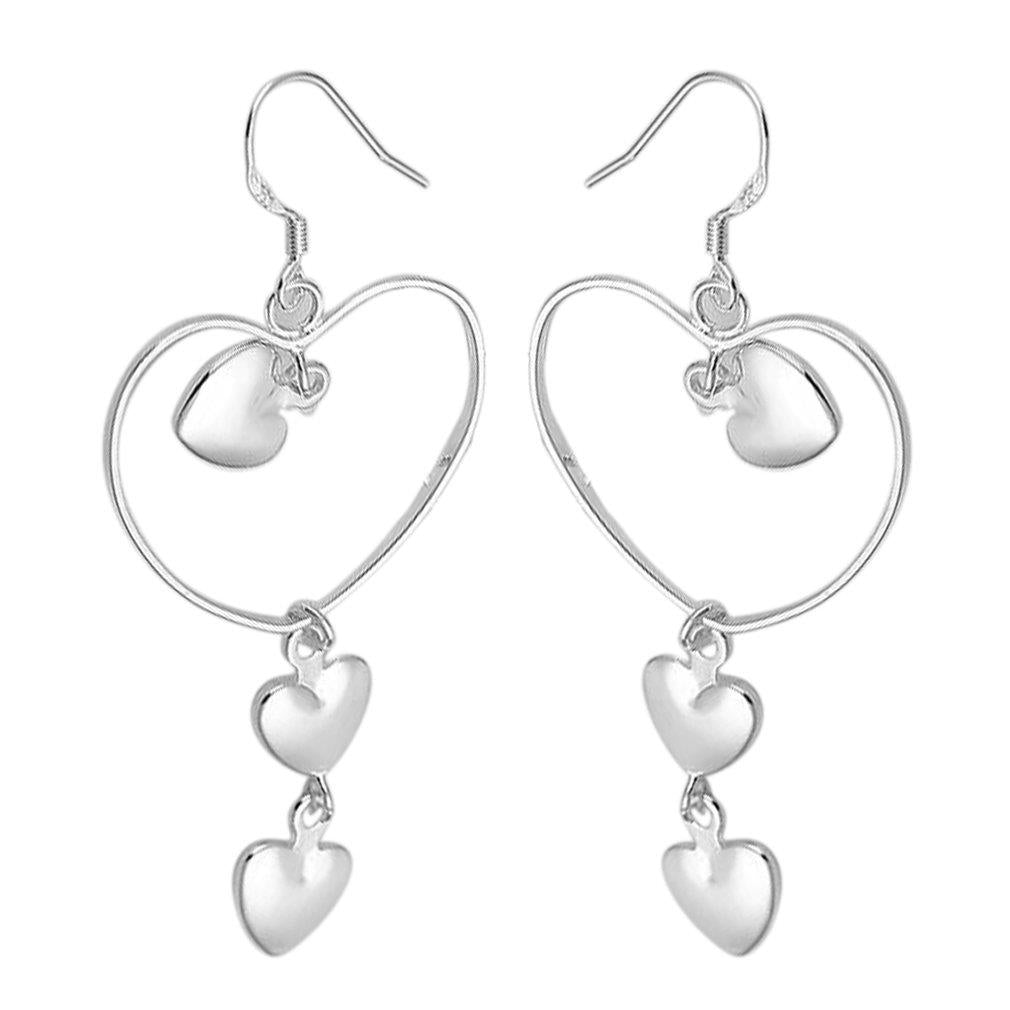 Charles William Women's Statement Silver Plated Love Hearts Earrings