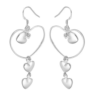 Charles William Women's Statement Silver Plated Love Hearts Earrings