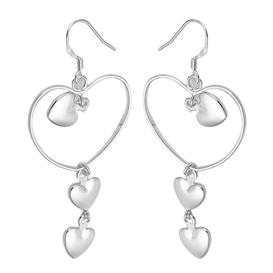 Charles William Women's Statement Silver Plated Love Hearts Earrings