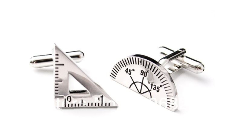 Charles William Maths Protractor Ruler Party Cufflinks Novelty Wedding Fun Birthday Gift UK