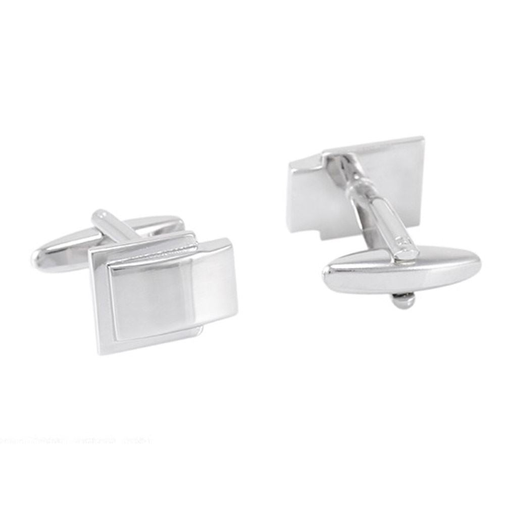 Charles William Classic Square Cufflinks Business Gift Jewelry Silver Tone Wedding Silver Stone