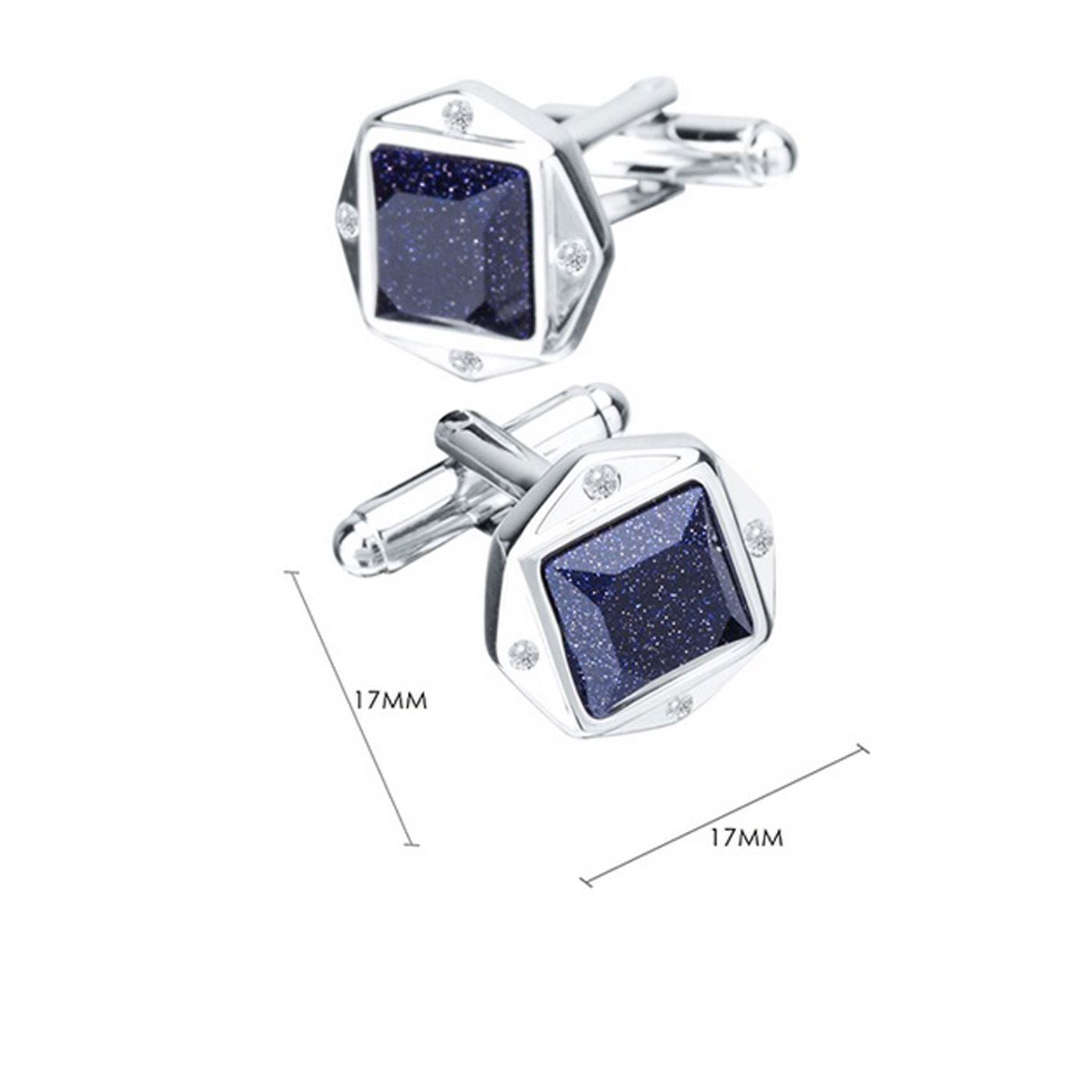 Charles William Smart Sparkly Glitter Blue Silver Cufflinks Square Round Business Fashion Shirt UK