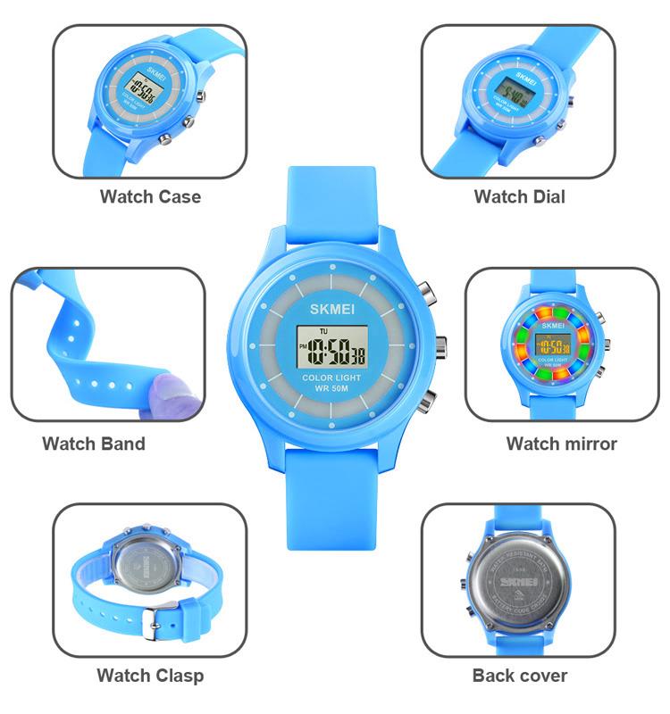 Childrens Blue Digital Watch with Date and Flashing Lights - Fun Design