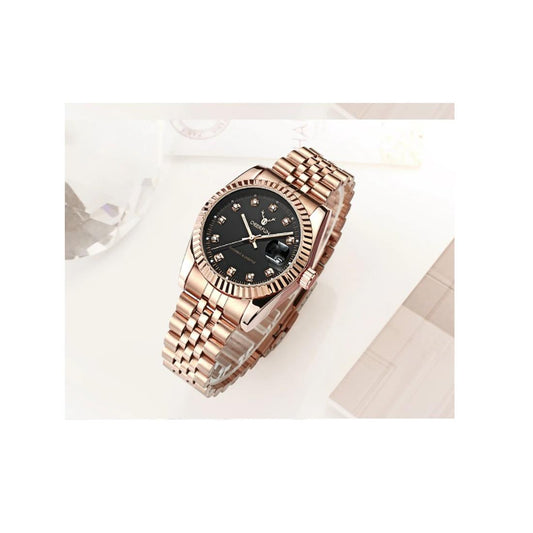 Deerfun Ladies Watch Rose Gold Black Women Woman Watches Two Tone Present UK Stock