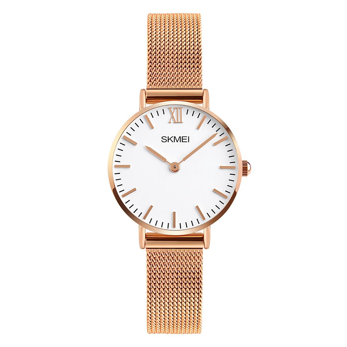 Skmei Mens And Women's Ladies Couple Set Rose Gold Ultra Thin Classic Watch Stainless Steel Strap Clear Display SK1811RG