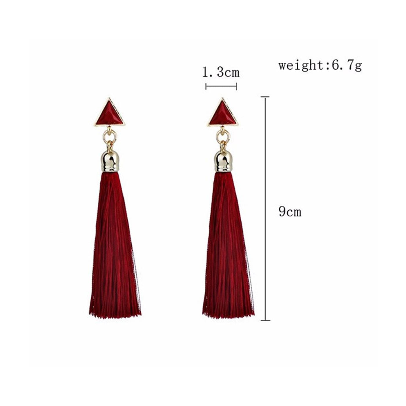 Red Drop Tassle Tassel Earrings Dress Fashion Present Gift Ladies Girls Womans