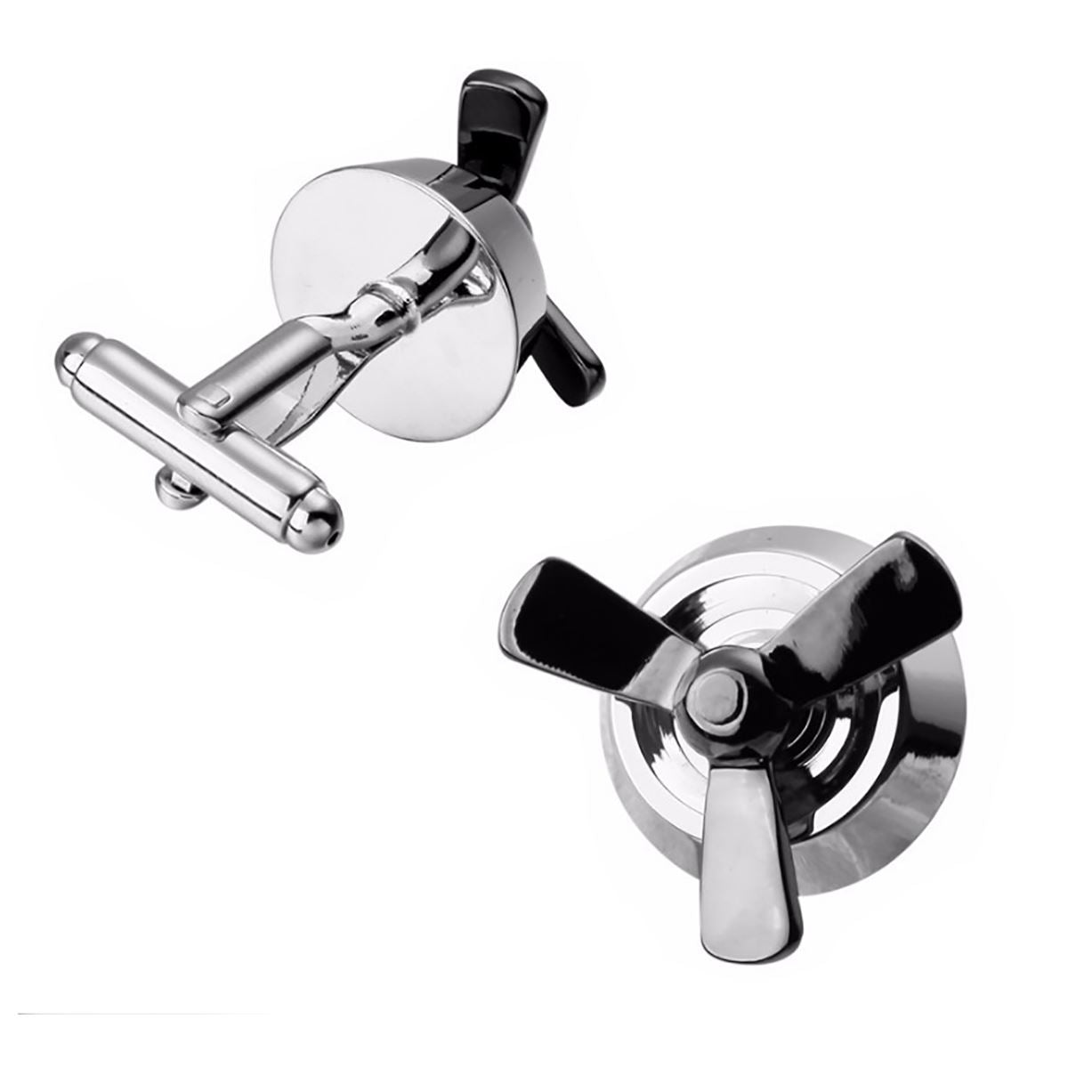 Charles William Luxury Spinner Propeller Cufflinks Silver Helicopter Boat Pilot Airplane Jet UK