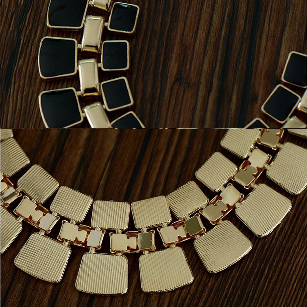 Women's Statement Necklace Shiny Enamel Jewellery Gold Tone Fashion Accessory UK