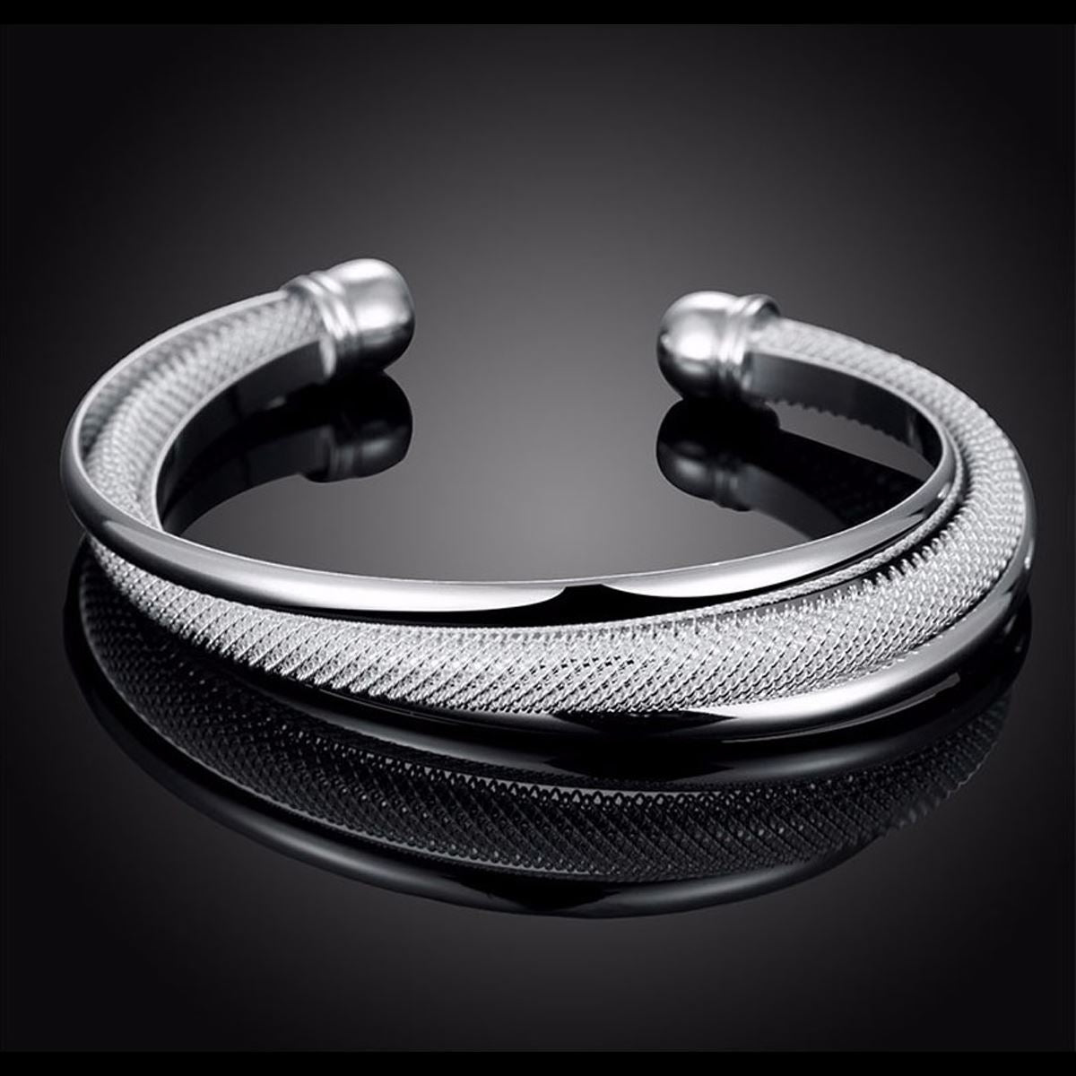 Women's Beautiful Silver Plated Bracelet Bangle Silver Weave Design UK Seller