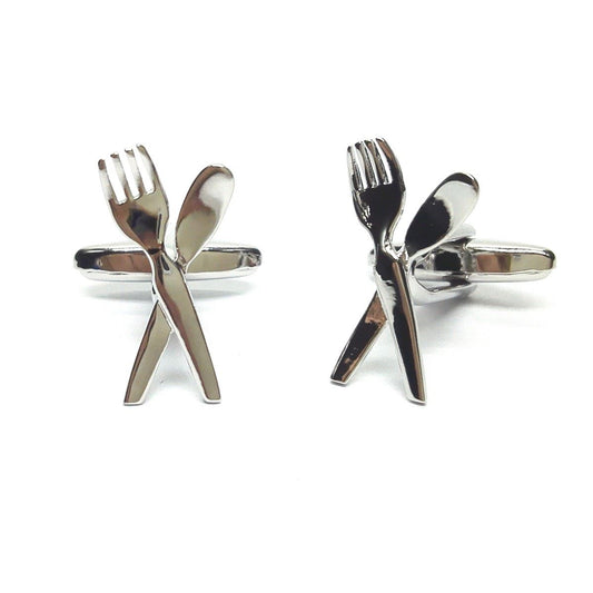 Charles William Cutlery Knife ForkNovelty Cufflinks Wedding Gift Restaurant Eat Dine