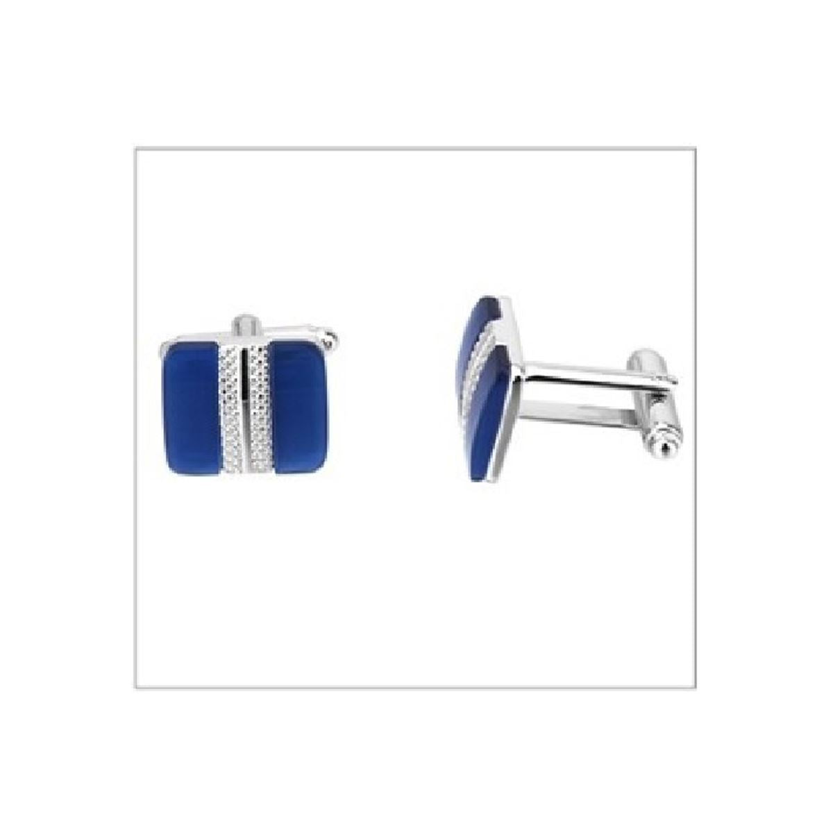 Charles William Classy Premium Square Silver Blue Cufflinks Perfect Present Gift Husband Wedding