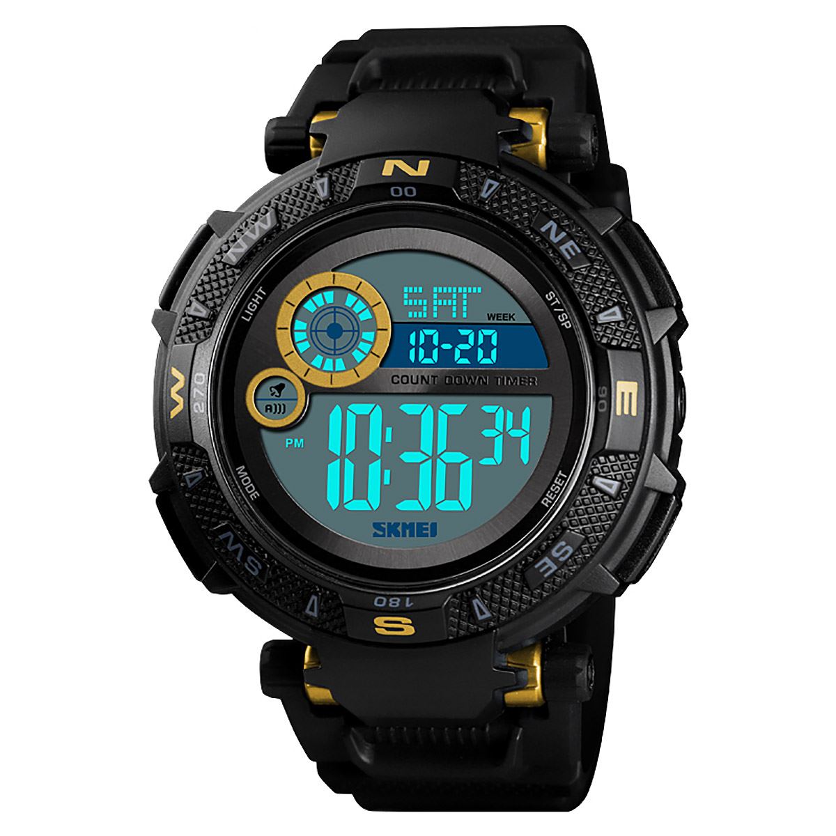 Skmei Mens Large Dial Digital Watch Day Date Alarm Stopwatch Tough Sports Watch DG1467G