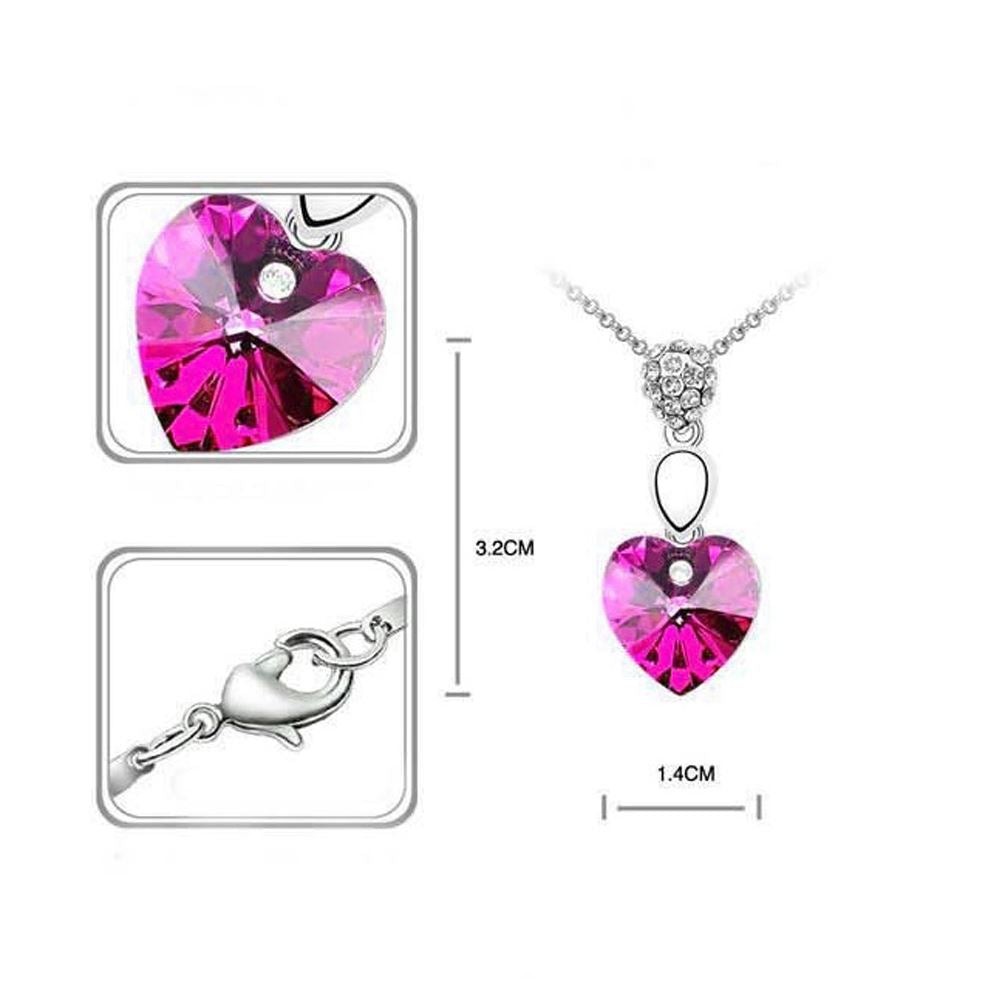 Hot Pink Heart Necklace with Chain Pendant Ladies Jewellery from Charles William