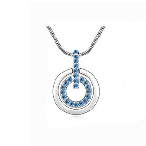 Women's Light Blue Circle Pendant Necklace Encrusted Crystal Stones Mix & Match UK