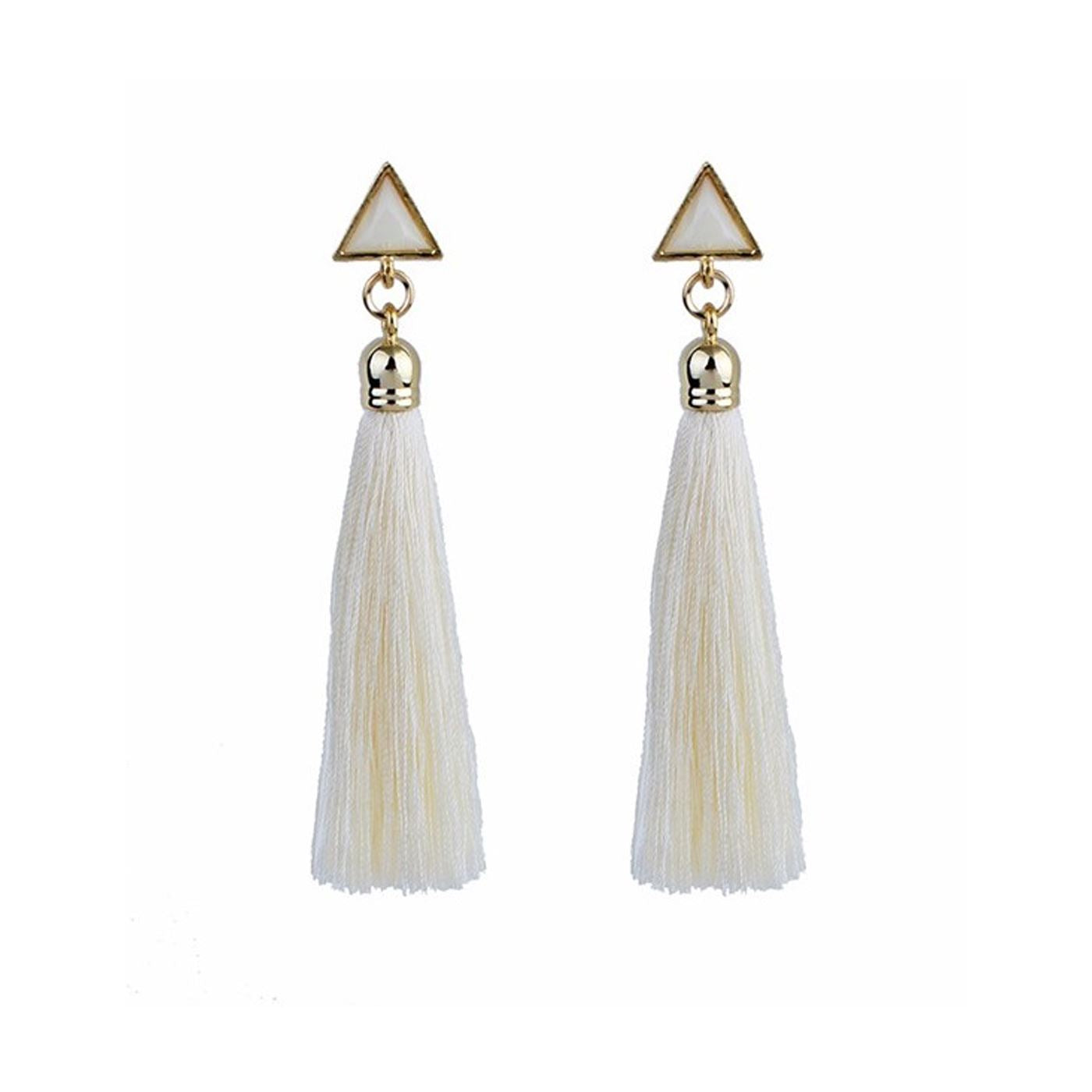 White Drop Tassle Tassel Earrings Dress Fashion Present Gift Ladies Girls Womans