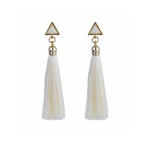 White Drop Tassle Tassel Earrings Dress Fashion Present Gift Ladies Girls Womans