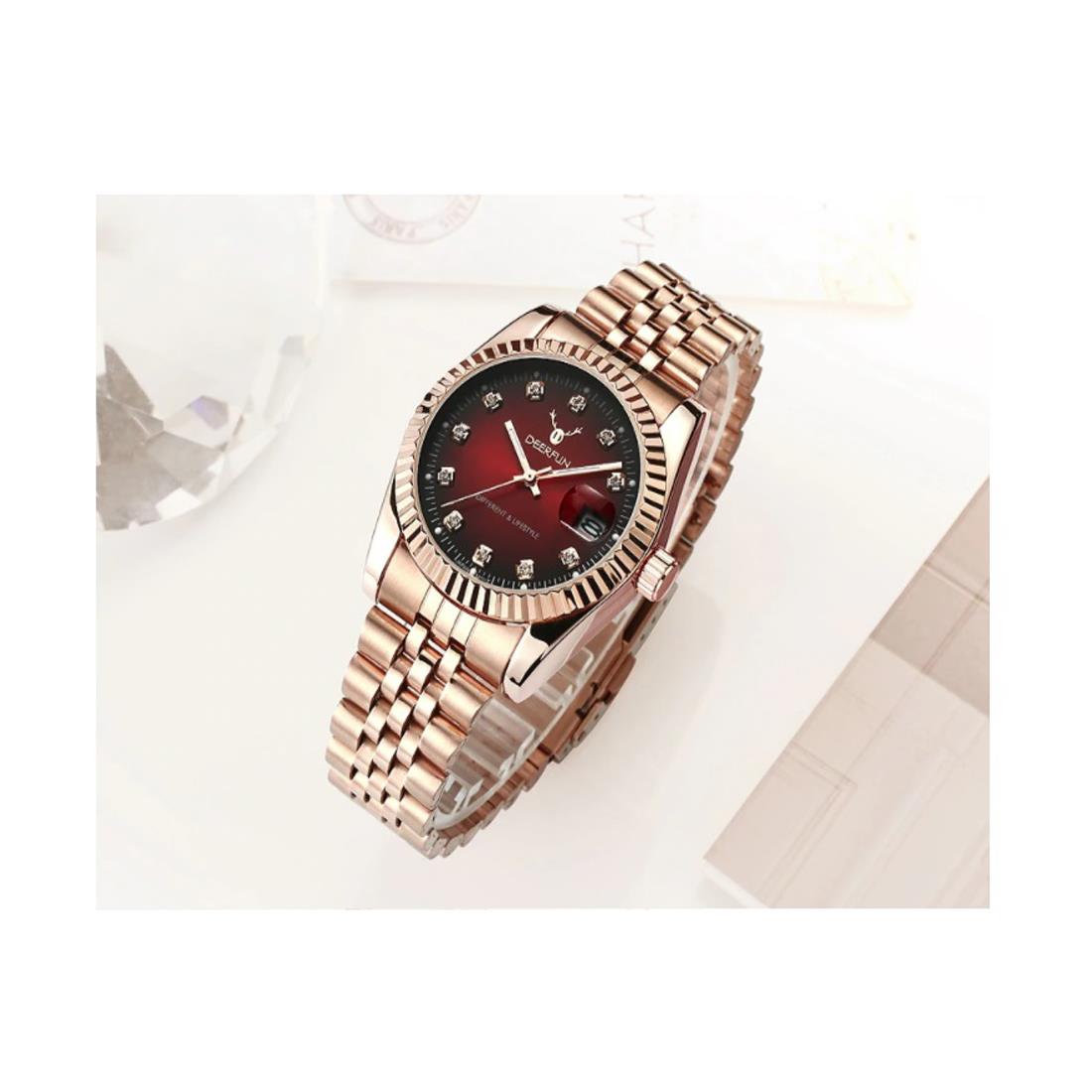 Deerfun Ladies Watch Rose Gold Red Women Woman Smart Watches Two Tone Present UK Stock