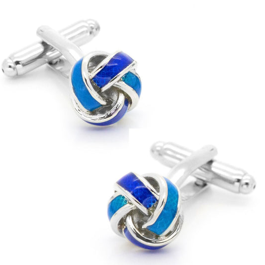 Charles William Blue Knot Twisted Cufflinks Silver Tone Cuff Links For All Occasions