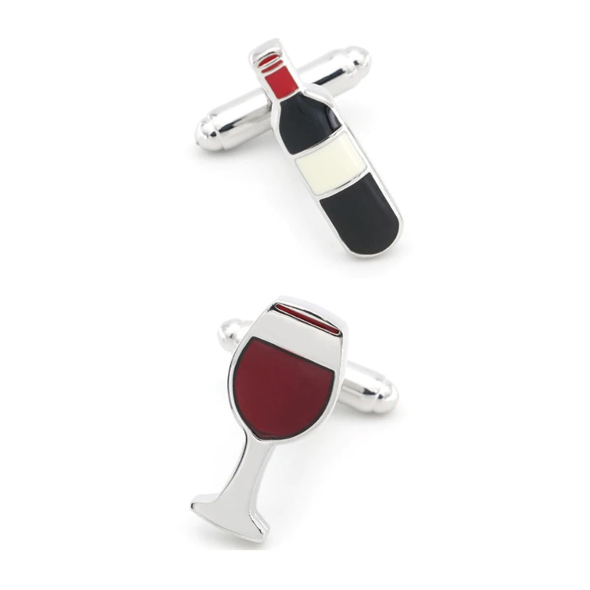 Charles William Silver Red Wine Glass Cufflinks Restaurant Present Drink Liquor Cocktail Drunk Pub