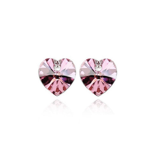 Austrian Elements Light Pink Heart Shaped Stud Earrings from Charles William