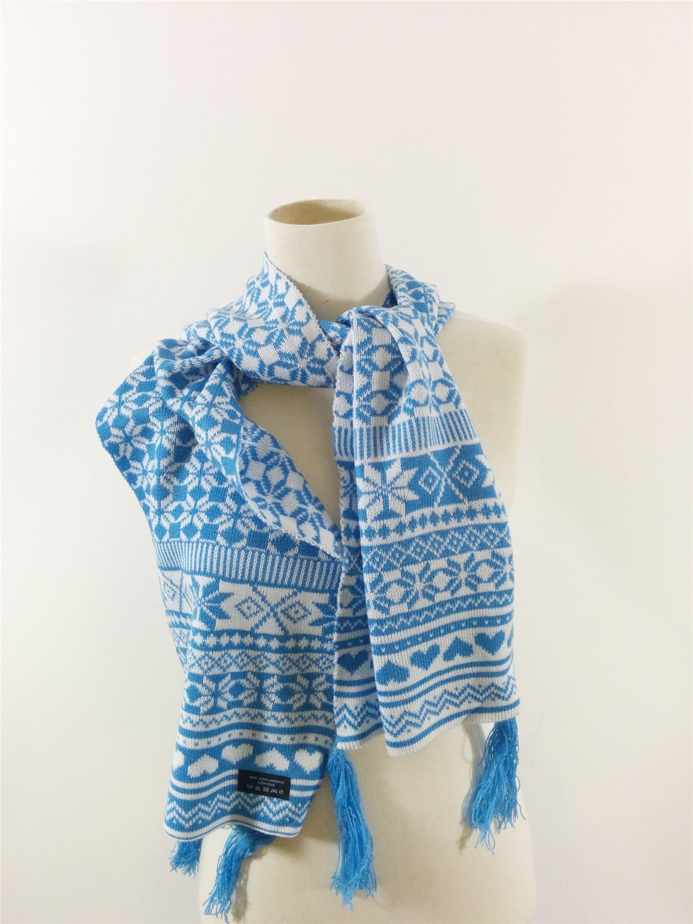 Fashion Scarf Christmas Blue White Winter Warm Unisex