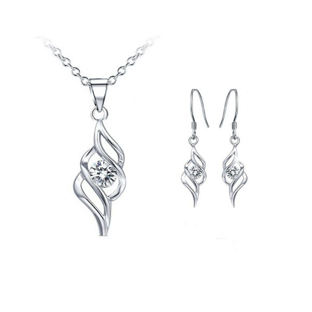 Wedding Bridal Jewellery Set Drop Necklace & Earrings Silver Ladies Jewellery from Charles William