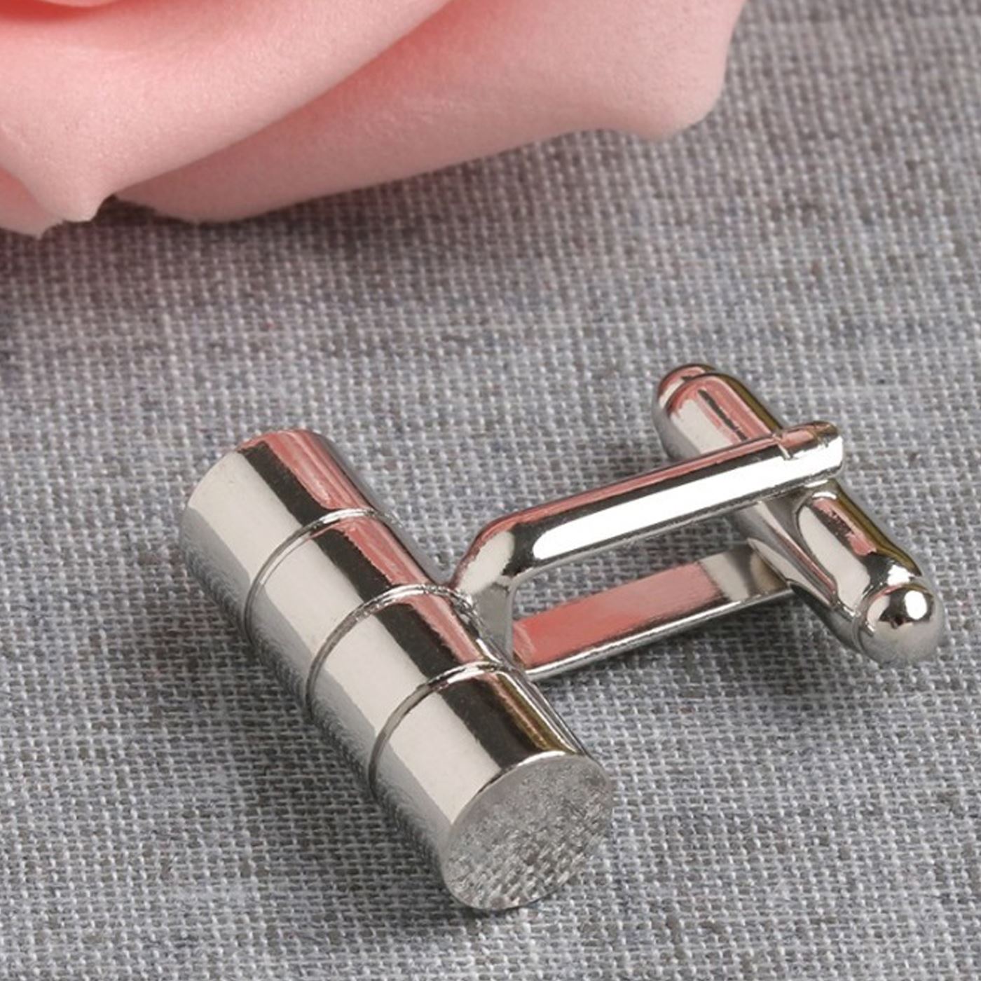 Charles William Elegant Silver Barrel Premium Round Cufflinks Smart Cylinder Shirt Button