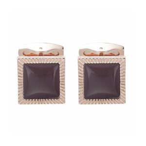 Rose Gold Square Cufflinks with Purple Stone